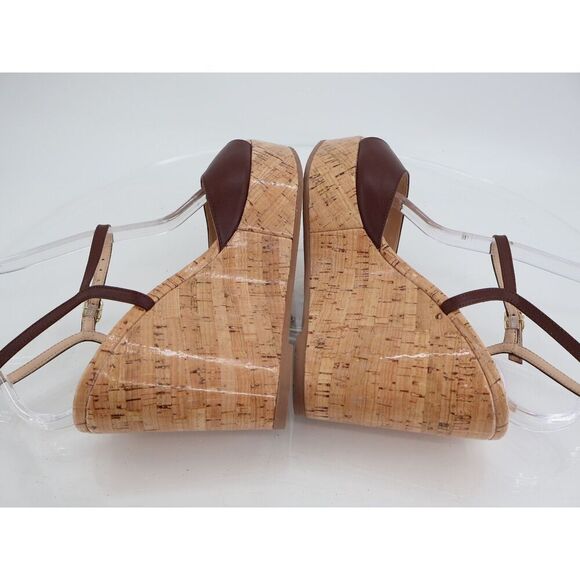 Stuart Weitzman Palmina Womens 9B Leather Platform Wedge Heel Sandals Brown - Picture 7 of 12